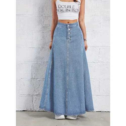 Spódnica maxi denim - Jasnoniebieski XXL