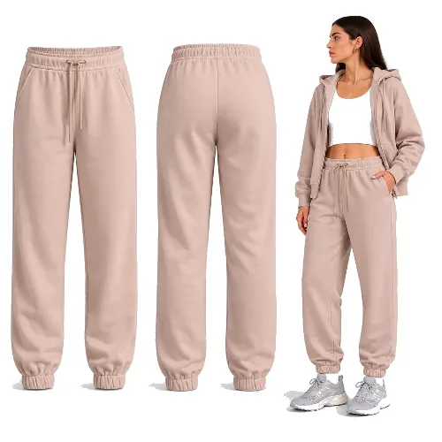 SPODNIE DAMSKIE DRESOWE 4F JOGGERY SPORTOWE BASIC BEŻOWE