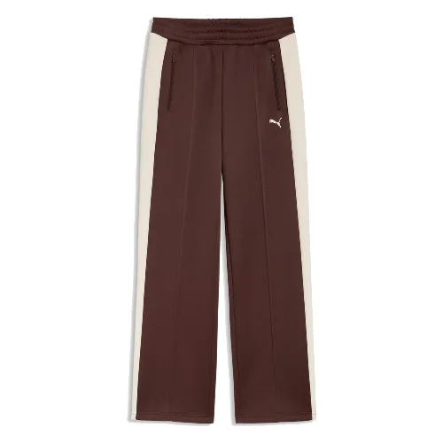 Spodnie dresowe damskie Puma T7 ALWAYS ON STRAIGHT brązowe 62979731