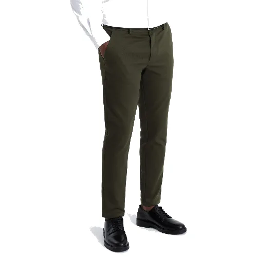 Spodnie męskie chino SLIM FIT z delikatną teksturą - ciemnooliwkowe V4 - Rozmiar: XXL