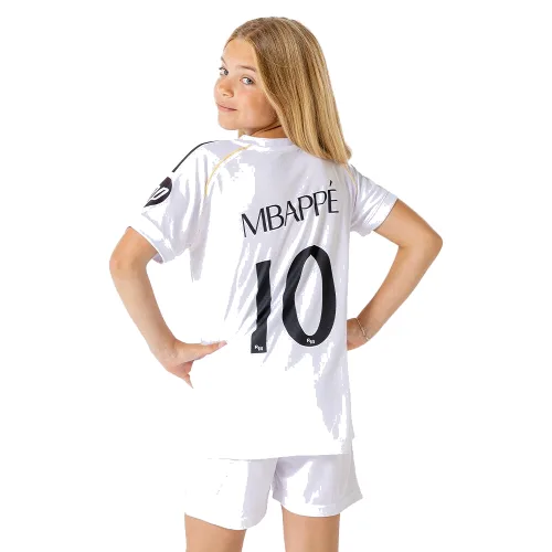 Strój domowy Kylian Mbappé Real Madrid dla dzieci