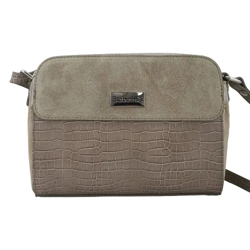 Stylowa torebka crossbody trzykomorowa skórzana - Beżowa
