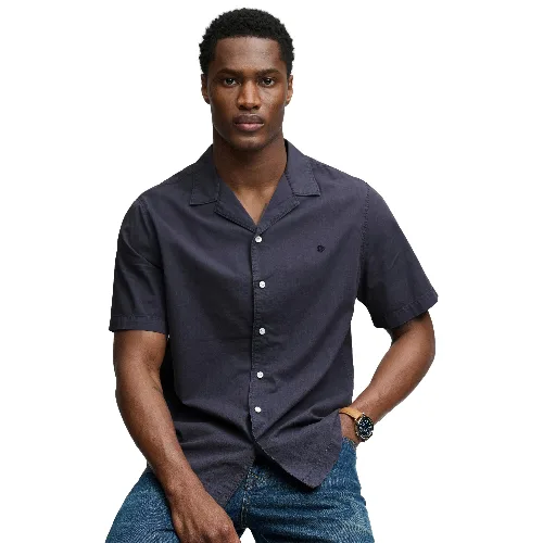 superdry Koszula Cabana krótki rękaw z bawełny organicznej - SOFT NAVY