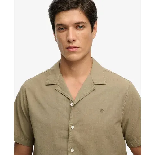 superdry Koszula Cabana z krótkim rękawem Light Khaki Green 100% bawełna