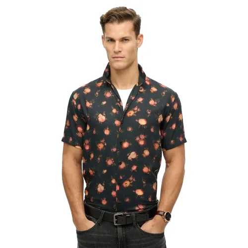 superdry Koszula krótki rękaw z nadrukiem - Abstract Floral Red, 100% modal