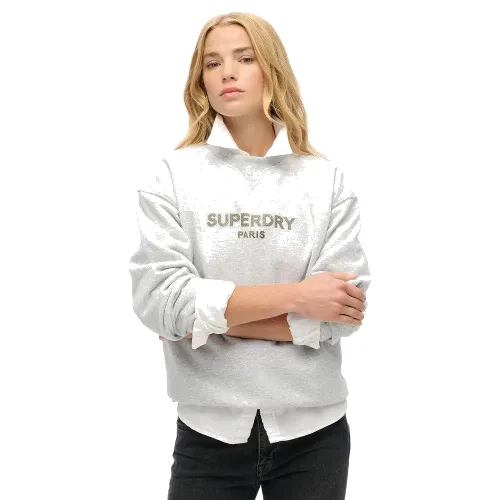 superdry Sport Luxe Loose Crew bluza damska - Cadet Grey Marl