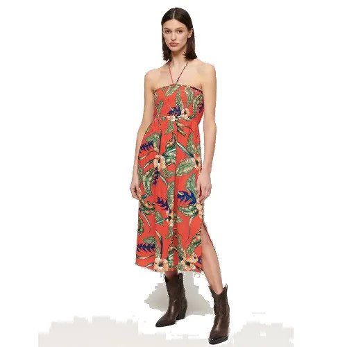 superdry Sukienka midi smockowana z LENZING™ ECOVERO™ wiskozy - Eden Hawaiian