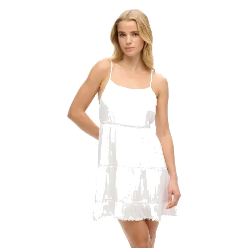 superdry Sukienka Mini Beach Cami z 100% wiskozy z koronką - OPTIC