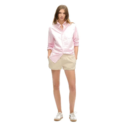 superdry Szorty Sports Tech Racer slim z dzianiny interlock - Pelican Beige