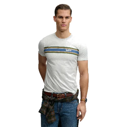 superdry T-shirt Outdoor Stripe Logo Relaxed z bawełny organicznej - Glacier