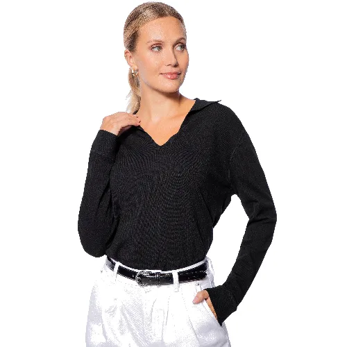 Sweter damski z dekoltem V-neck czarny