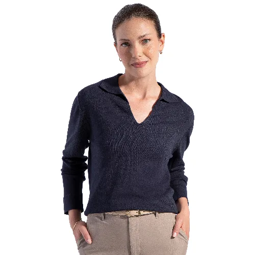Sweter damski z dekoltem V-neck granatowy
