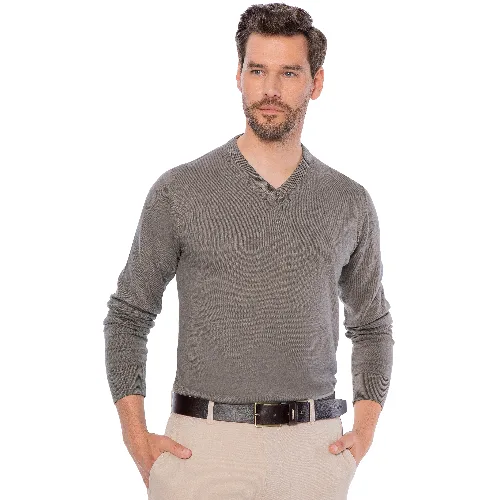 Sweter męski bawełniany z kaszmirem ciemny beż