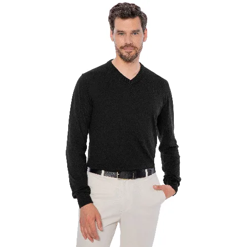 Sweter męski bawełniany z kaszmirem czarny