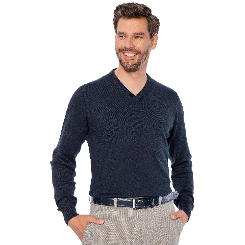 Sweter męski bawełniany z kaszmirem granatowy