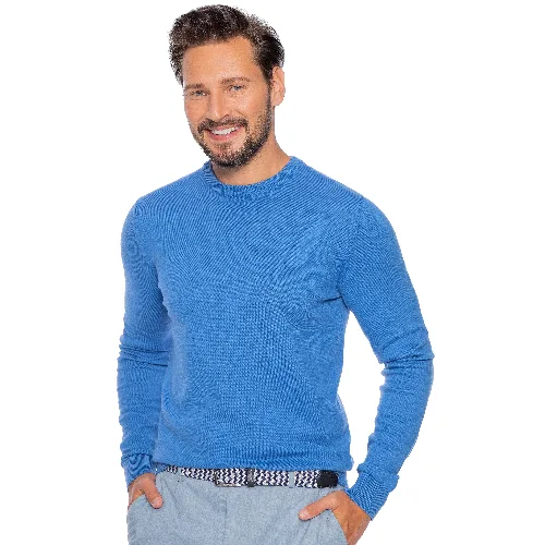 Sweter męski z bawełny z domieszką kaszmiru niebieski