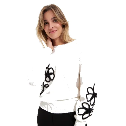 Sweter z aplikacją biały