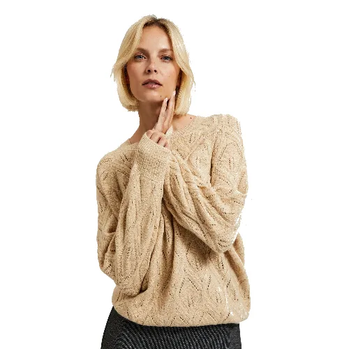 Sweter z długimi rękawami beżowy
