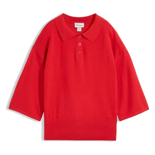 Sweter z kołnierzykiem polo z mieszanki bawełny