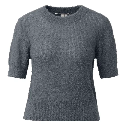 Sweter z krótkim rękawem o fakturze bouclé