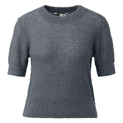 Sweter z krótkim rękawem o fakturze bouclé