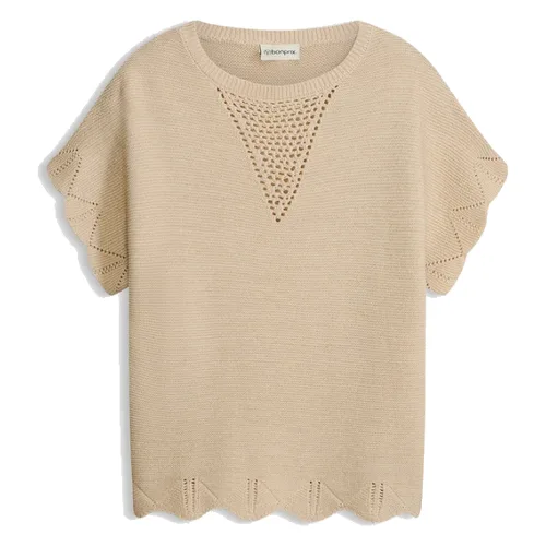 Sweter z krótkim rękawem z błyszczącą nicią