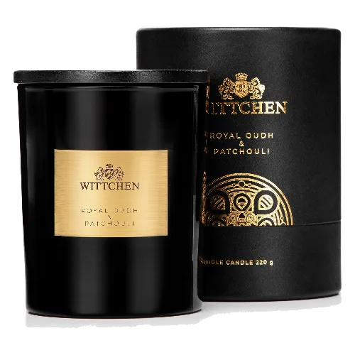Świeca sojowa z bawełnianym knotem mała Royal Oudh & Patchouli