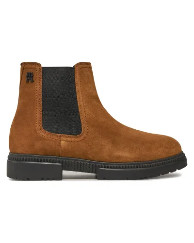 Sztyblety Tommy Hilfiger Casual Cleated Suede Chelsea FM0FM05037 Brązowy