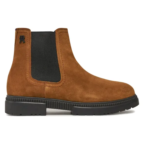 Sztyblety Tommy Hilfiger Casual Cleated Suede Chelsea FM0FM05037 Brązowy