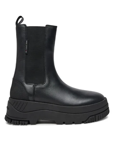 Sztyblety Tommy Jeans Tjw Chelsea Flatform Boot EN0EN02597 Czarny