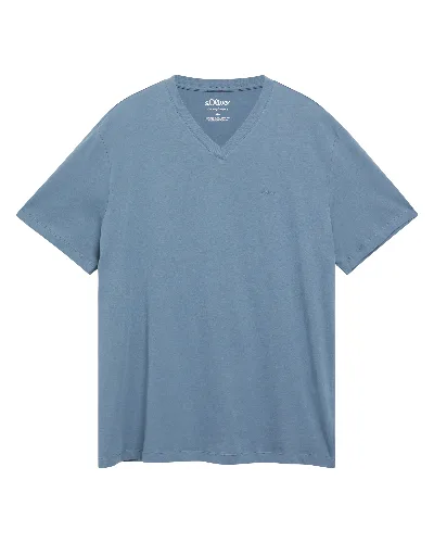 T-shirt bawełniany z nadrukiem z logo i dekoltem w serek