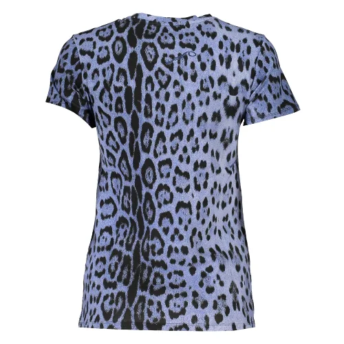 T-SHIRT DAMSKI Z KRÓTKIM RĘKAWEM KLASY CAVALLI NIEBIESKI