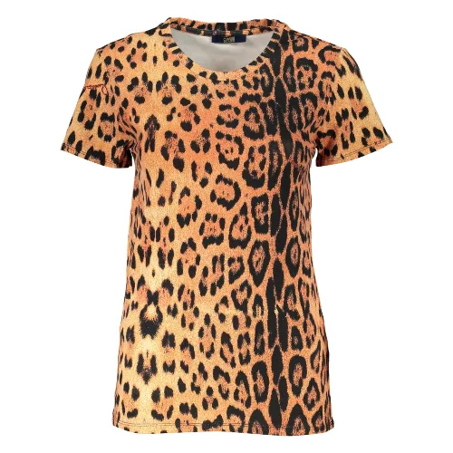 T-SHIRT DAMSKI Z KRÓTKIM RĘKAWEM KLASY CAVALLI POMARAŃCZOWY