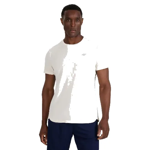 T-SHIRT MĘSKI TRENINGOWY 4F SZYBKOSCHNĄCY ECRU