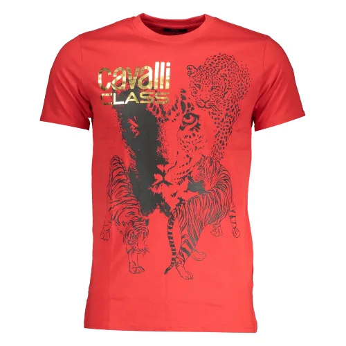 T-SHIRT MĘSKI Z KRÓTKIM RĘKAWEM KLASY CAVALLI CZERWONY