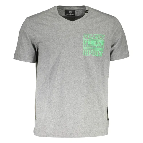 T-SHIRT MĘSKI Z KRÓTKIM RĘKAWEM PLEIN SPORT SZARY