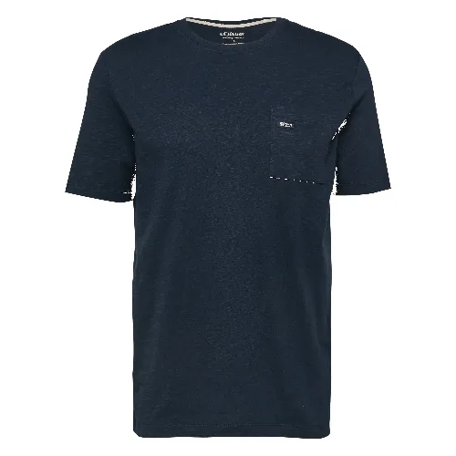 T-shirt o strukturze przędzy płomieniowej z kieszenią na piersi