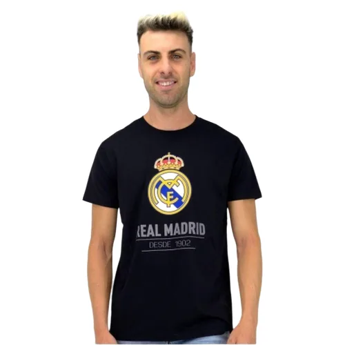 T-shirt piłkarski męski Real Madryt cotton tee czarny