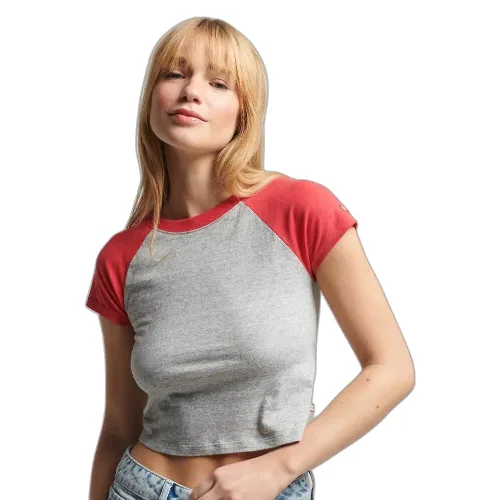 T-shirt z bawełny organicznej dla kobiet Superdry Vintage Tiny Baseball