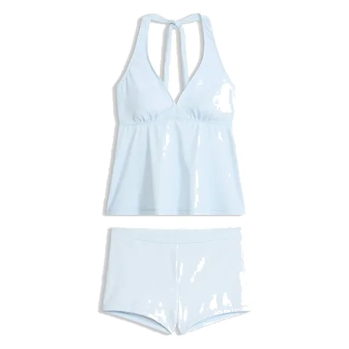 Tankini z dekoltem typu halter i spodenkami bikini (2 części)