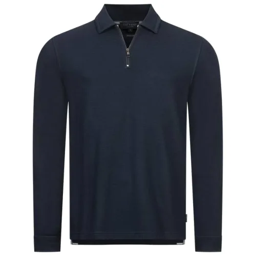 TED BAKER Karpol Soft Touch Mężczyźni Bluza z kołnierzykiem 269623-GRANATOWY-NIEBIESKI