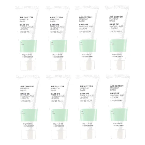 THE FACE SHOP - Air Cotton Makeup Base - Mint (8szt.) Set