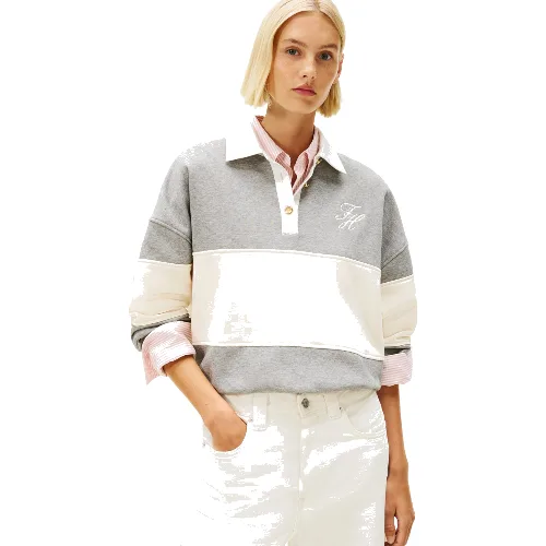 Tommy Hilfiger bluza polo Kobiety szary|biały, M