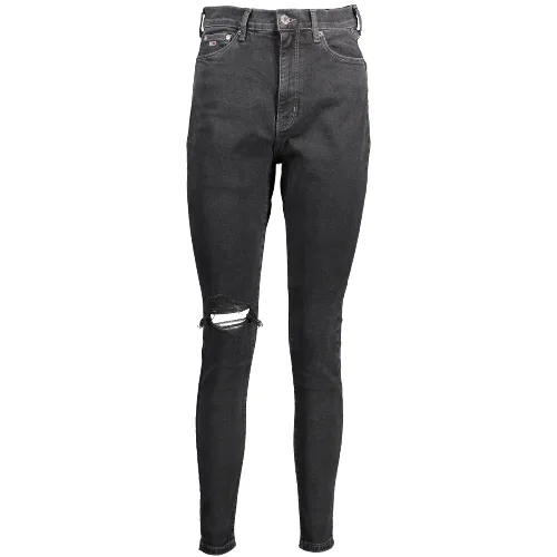 TOMMY HILFIGER Jeansy Damskie Spodnie Rurki z Wysokim Stanem Logo Bawełna
