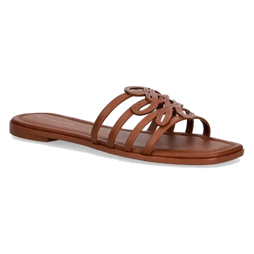 Tommy Hilfiger klapki z odkrytymi palcami damskie skórzane TH SCRIPT FLAT MULE LTH