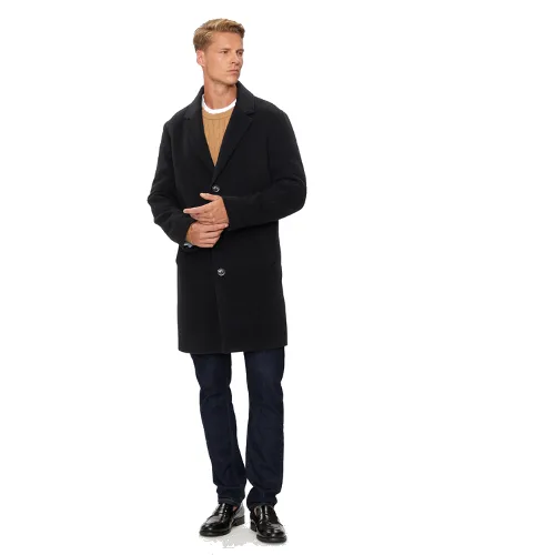 Tommy Hilfiger Płaszcz wełniany MW0MW36611 Czarny Regular Fit