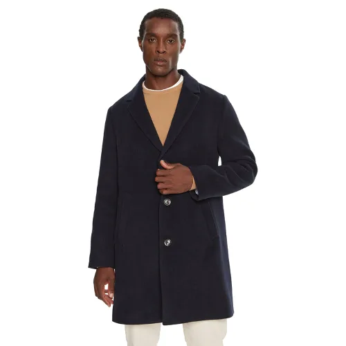 Tommy Hilfiger Płaszcz wełniany MW0MW36611 Granatowy Regular Fit