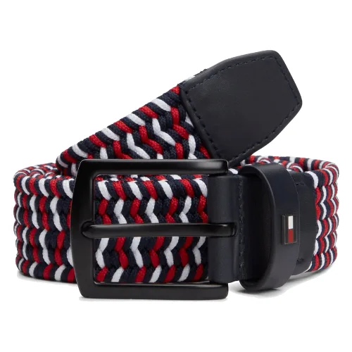 Tommy Hilfiger Pleciony pasek Mężczyźni Sztuczne włókno niebieski|czerwony, 105