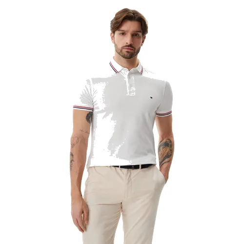 Tommy Hilfiger Polo Tipped MW0MW37346 Biały Slim Fit