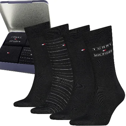 Tommy Hilfiger Skarpety Giftbox 4 Pary 39-42 Czarny Zestaw Prezentowy
